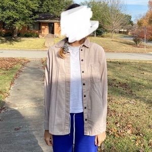 H&M Light Pink Corduroy Button Down Long Sleeve Jacket Top